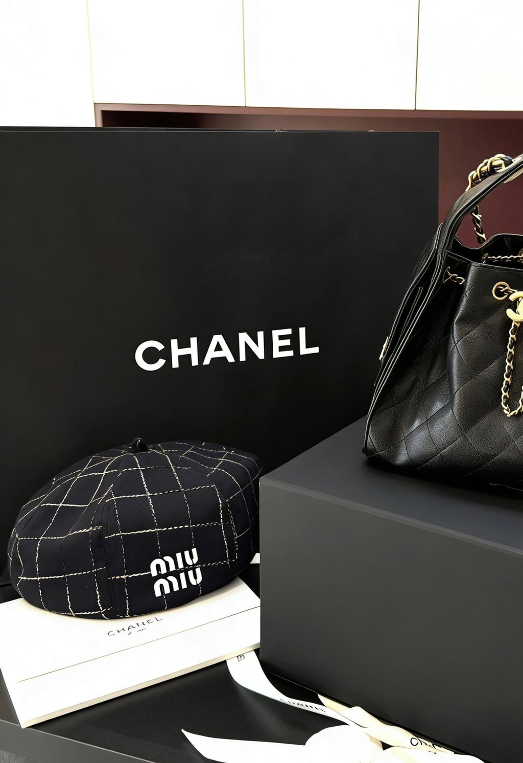 MIU MIU Check Beret