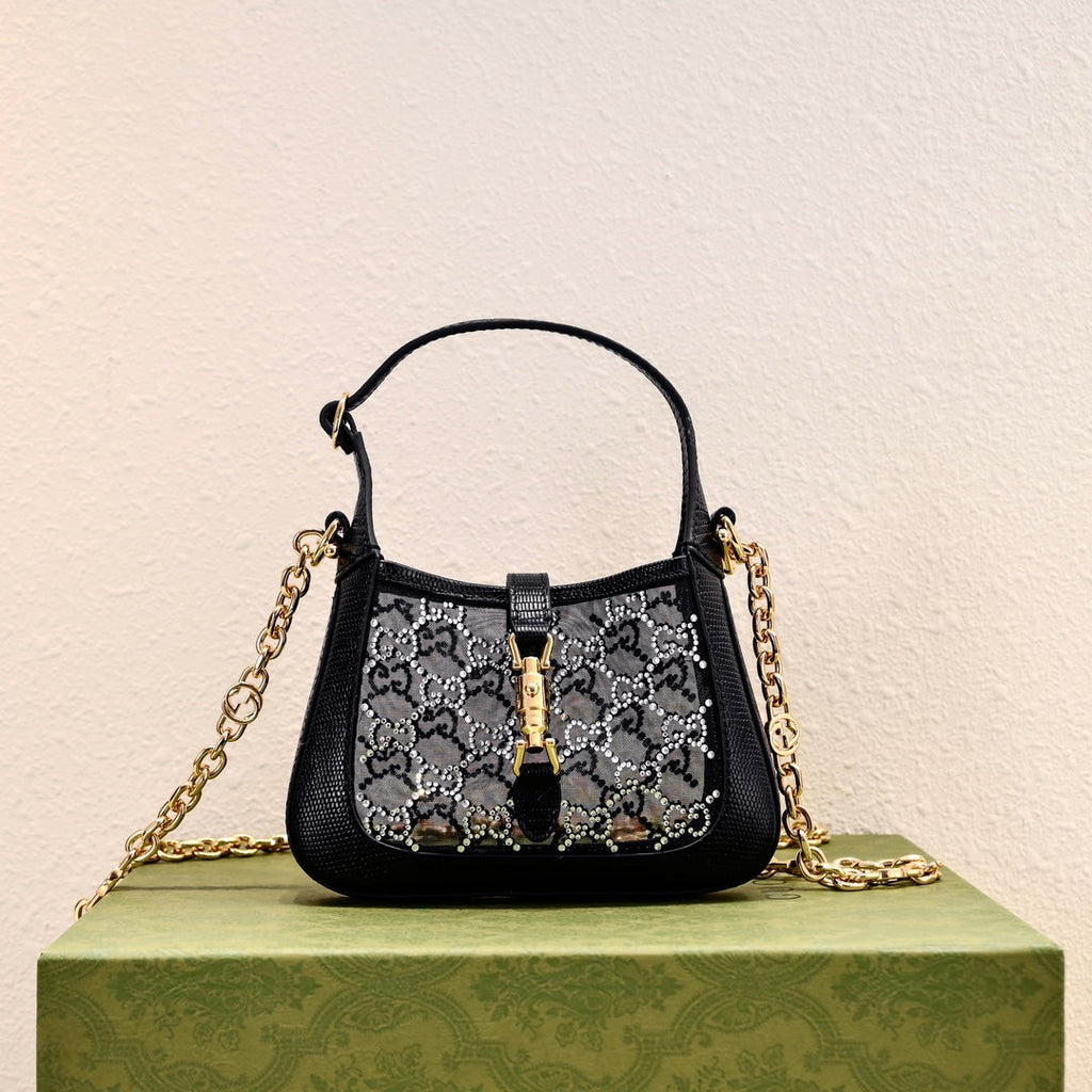 Gucci Jackie 1961 Black Crystal Shoulder Bag