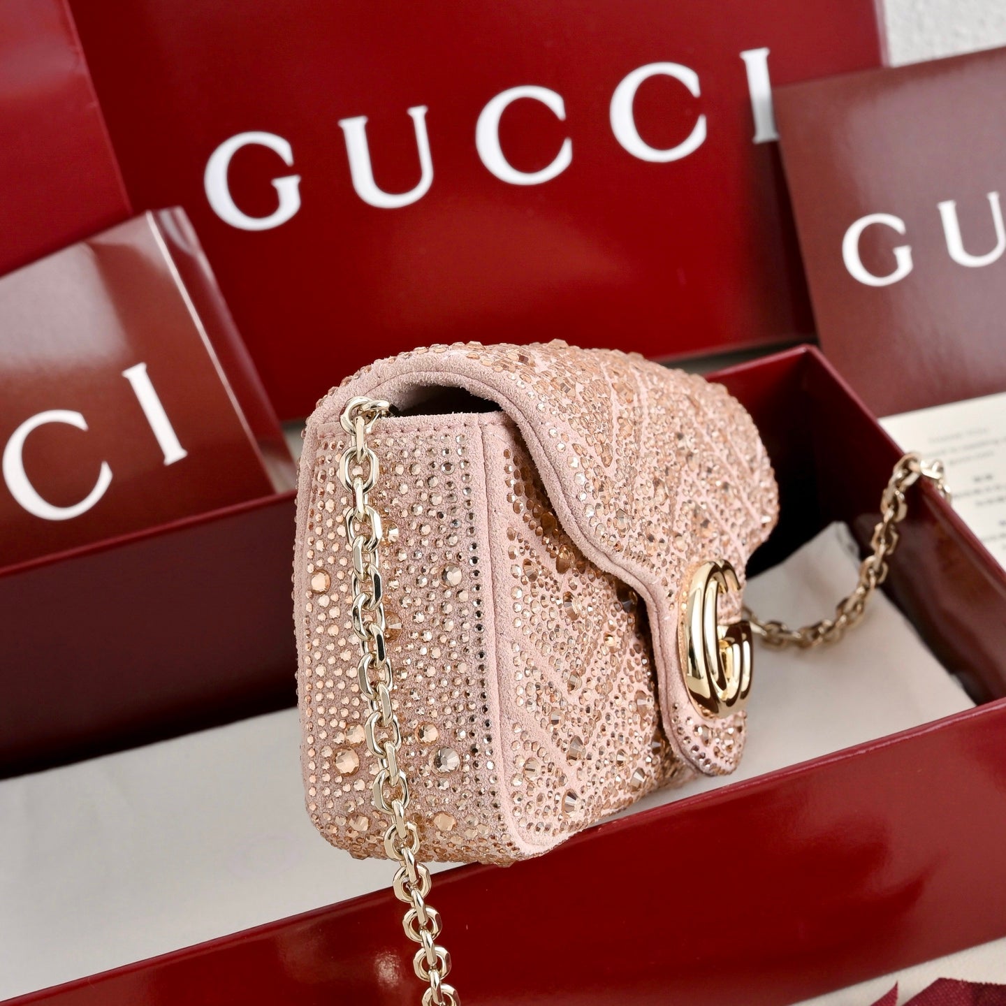 Gucci GG Marmont Crystal Mini Shoulder Bag